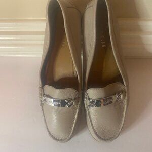 Coach Women's Loafer Olive A7751 Saddle Tan Pebble Leather Flat Shoes  Size 9